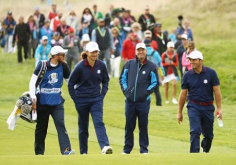 Tommy Fleetwood, Thomas Bjorn e Francesco Molinari (Getty Images)