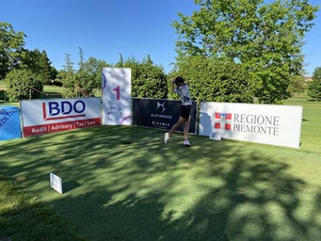 Roberta Liti nel giro di prova al Golf Club Margara